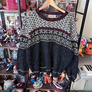 Vintage Private Eyes Black Grey Fair Isle Sweater Men’s XL USA